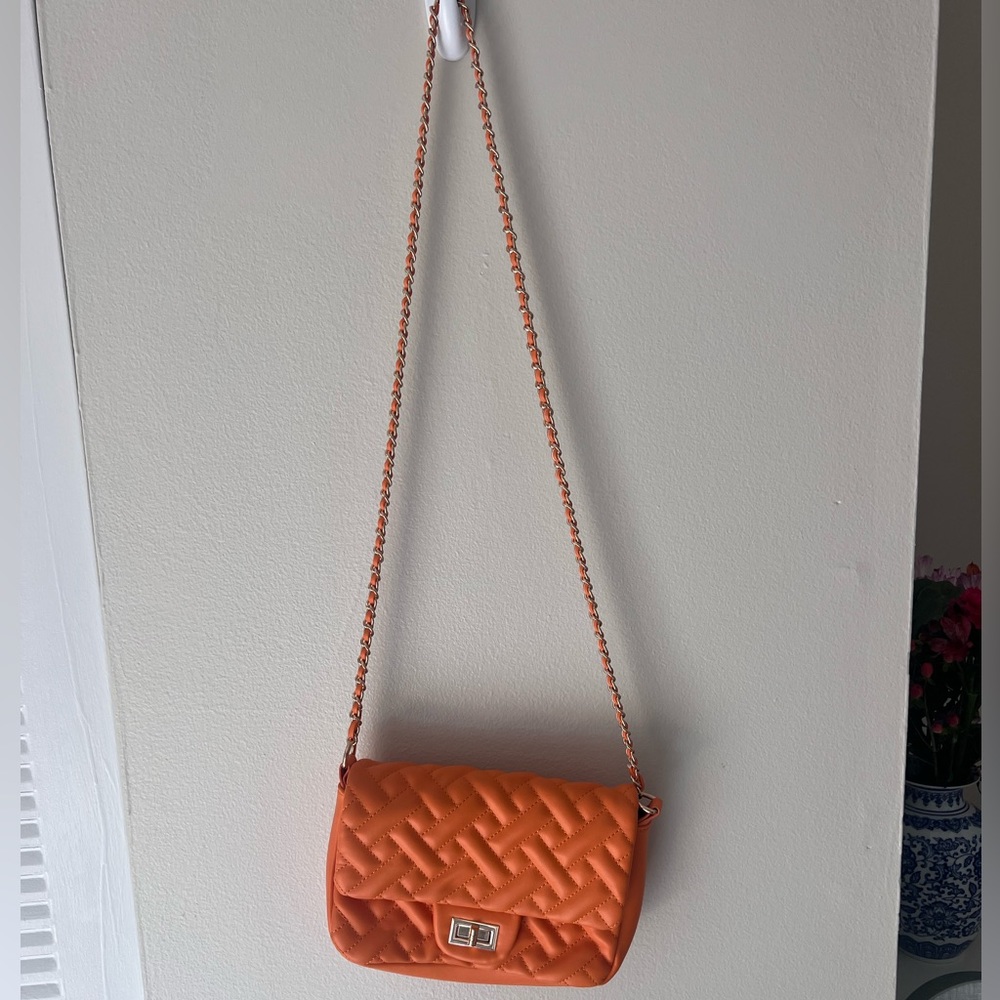 Orange Bloomingdale’s purse